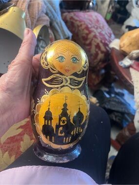 Hand-Painted Matryoshka Nesting Doll in Purple and Gold